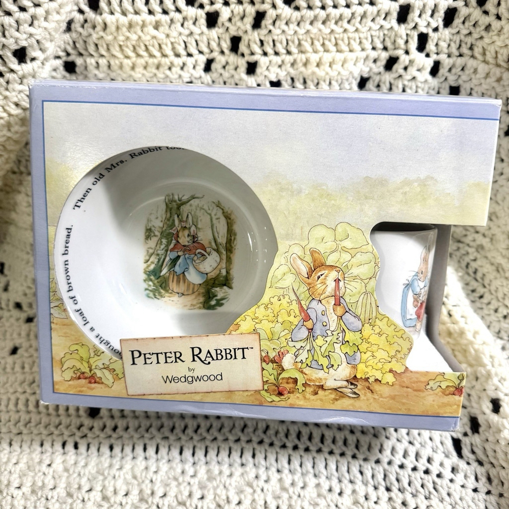 Vtg New Wedgwood Peter Rabbit 3-Piece Breakfast Set Bowl Plate Mug England